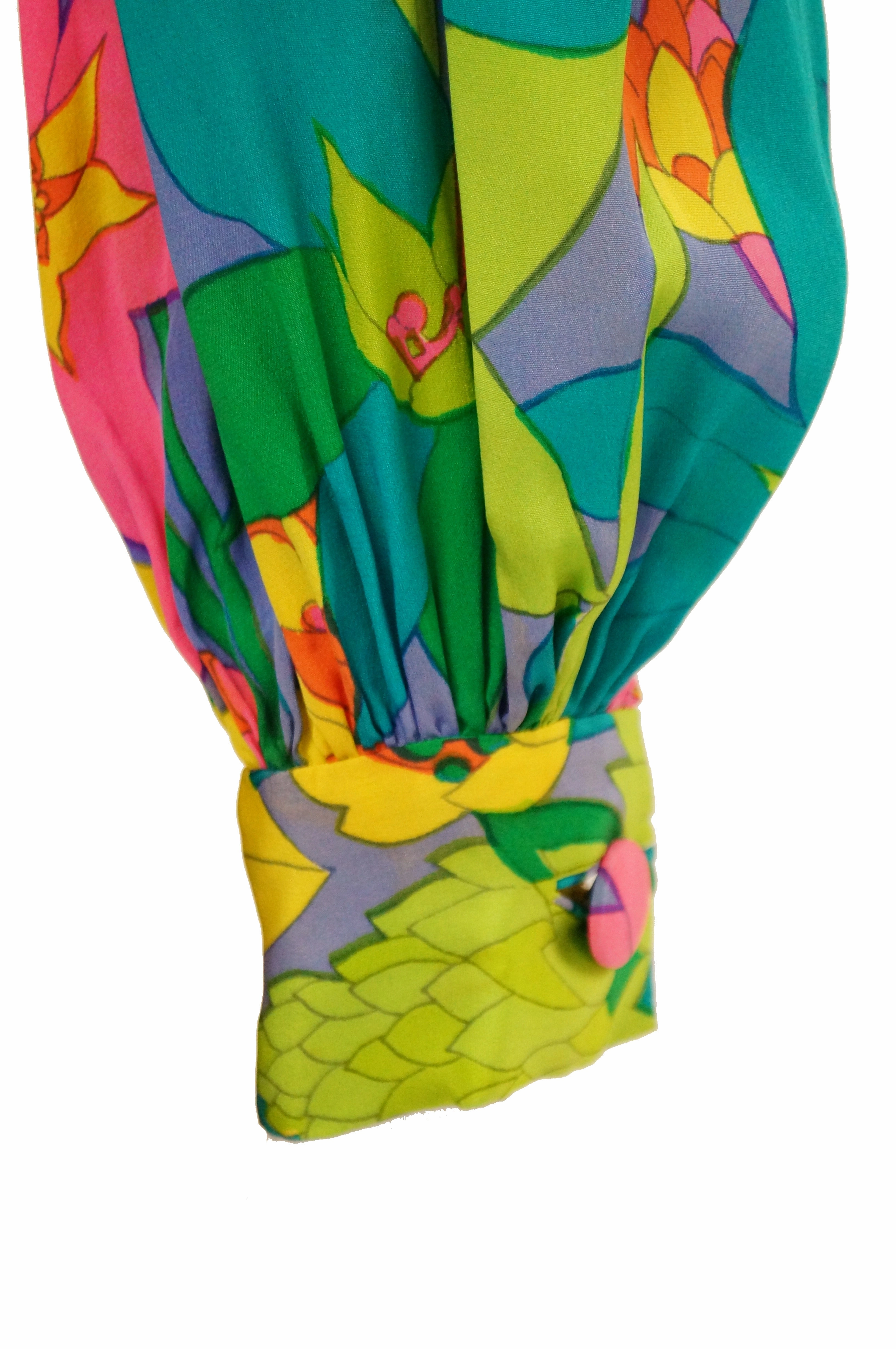 1960s Larry Aldrich Vibrant Floral Mod Dress