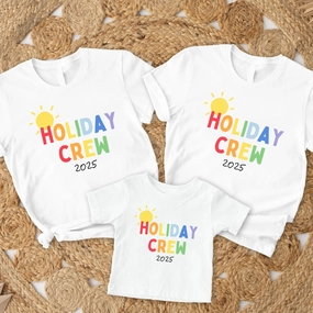 2025 Sunshine Holiday Crew Family Matching White T-Shirts Holiday Collection - holiday outfits clearance
