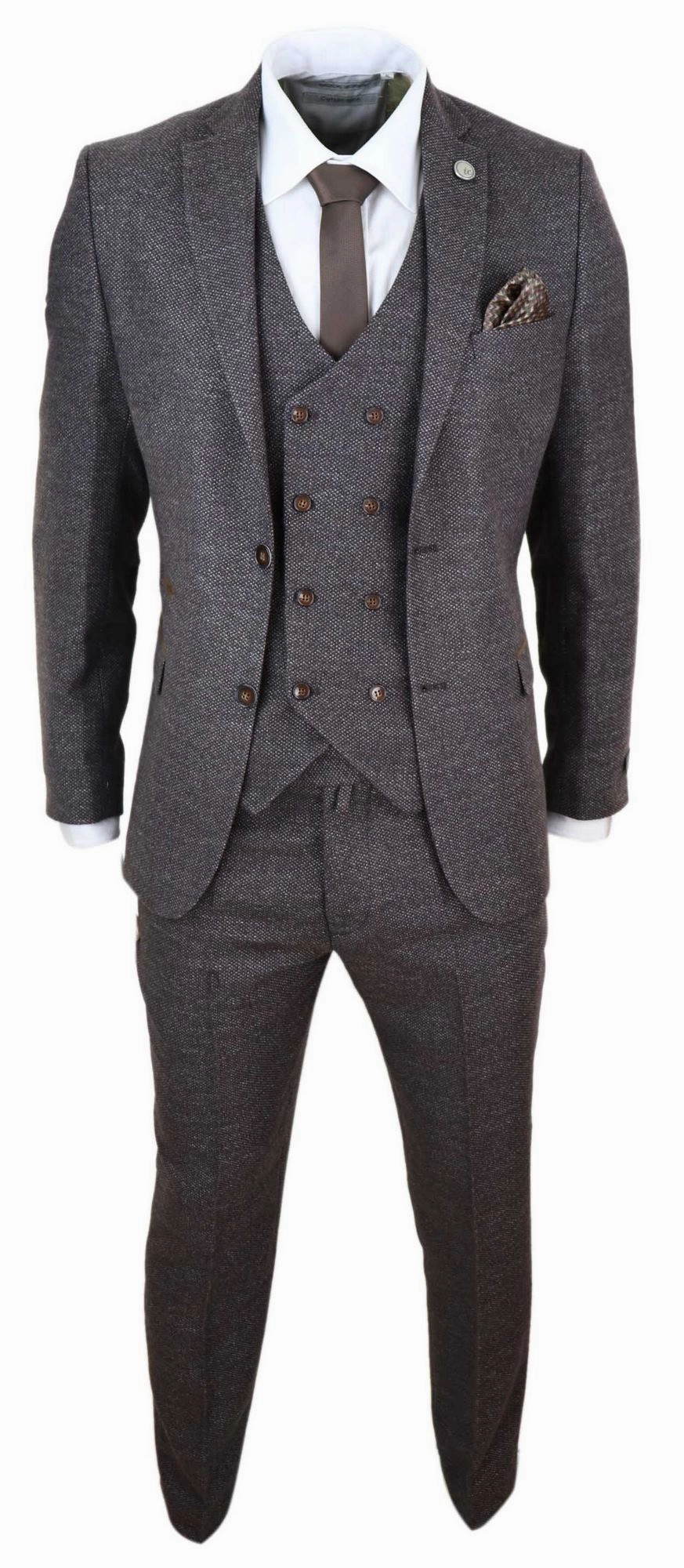 3 Piece Suit Double Breasted Tweed