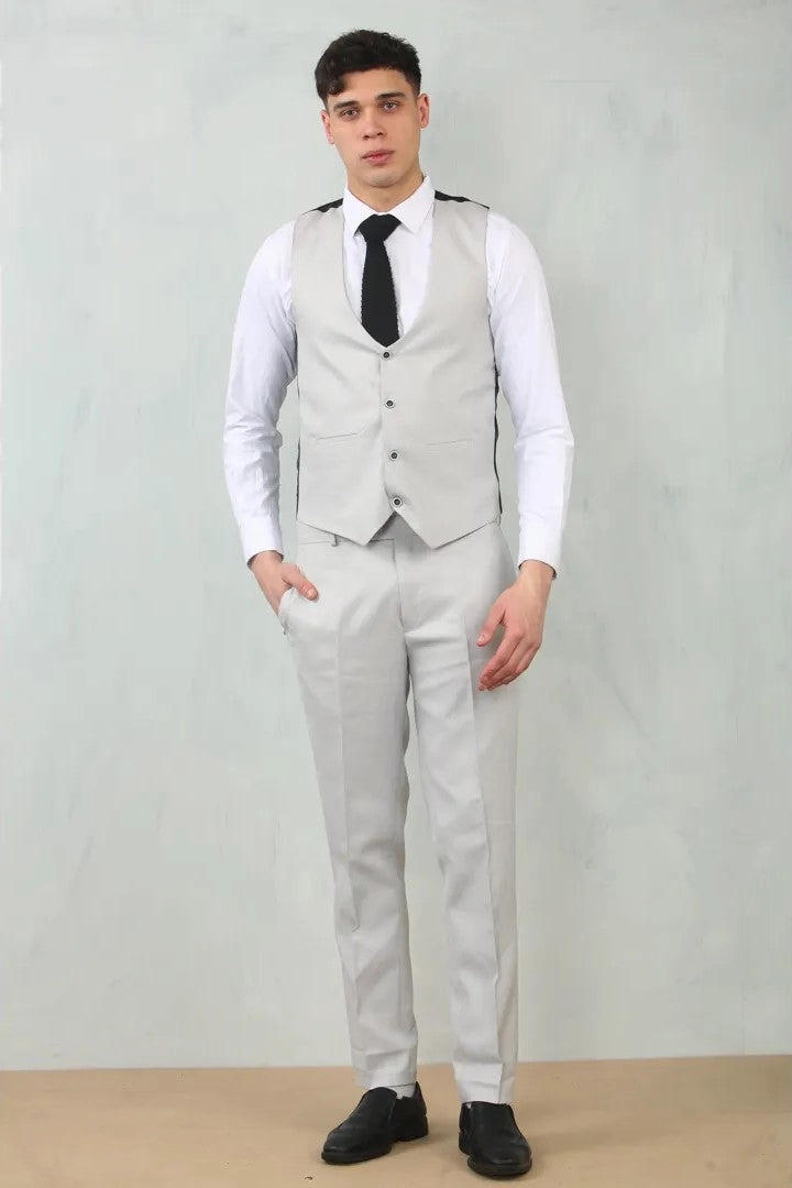 3 Piece Suit Tailored Fit Wedding Prom Formal Textured