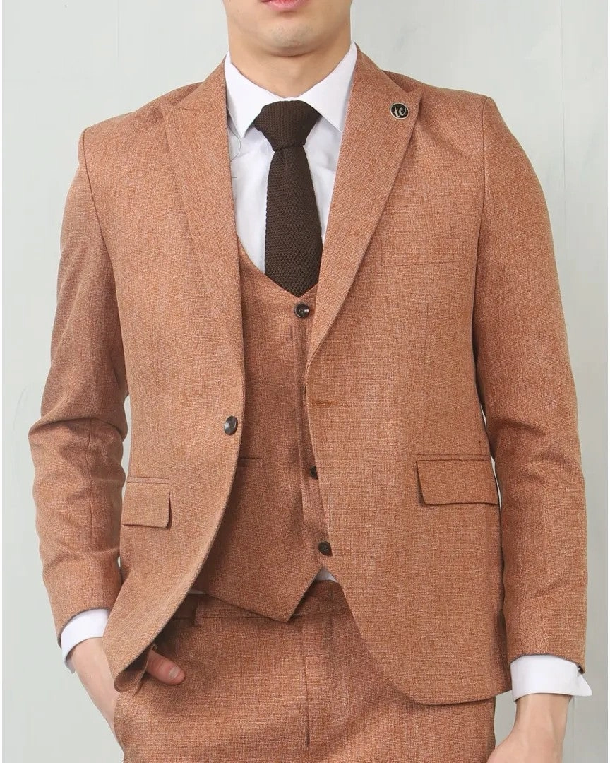 3 Piece Suit Tailored Fit Wedding Prom Formal Textured