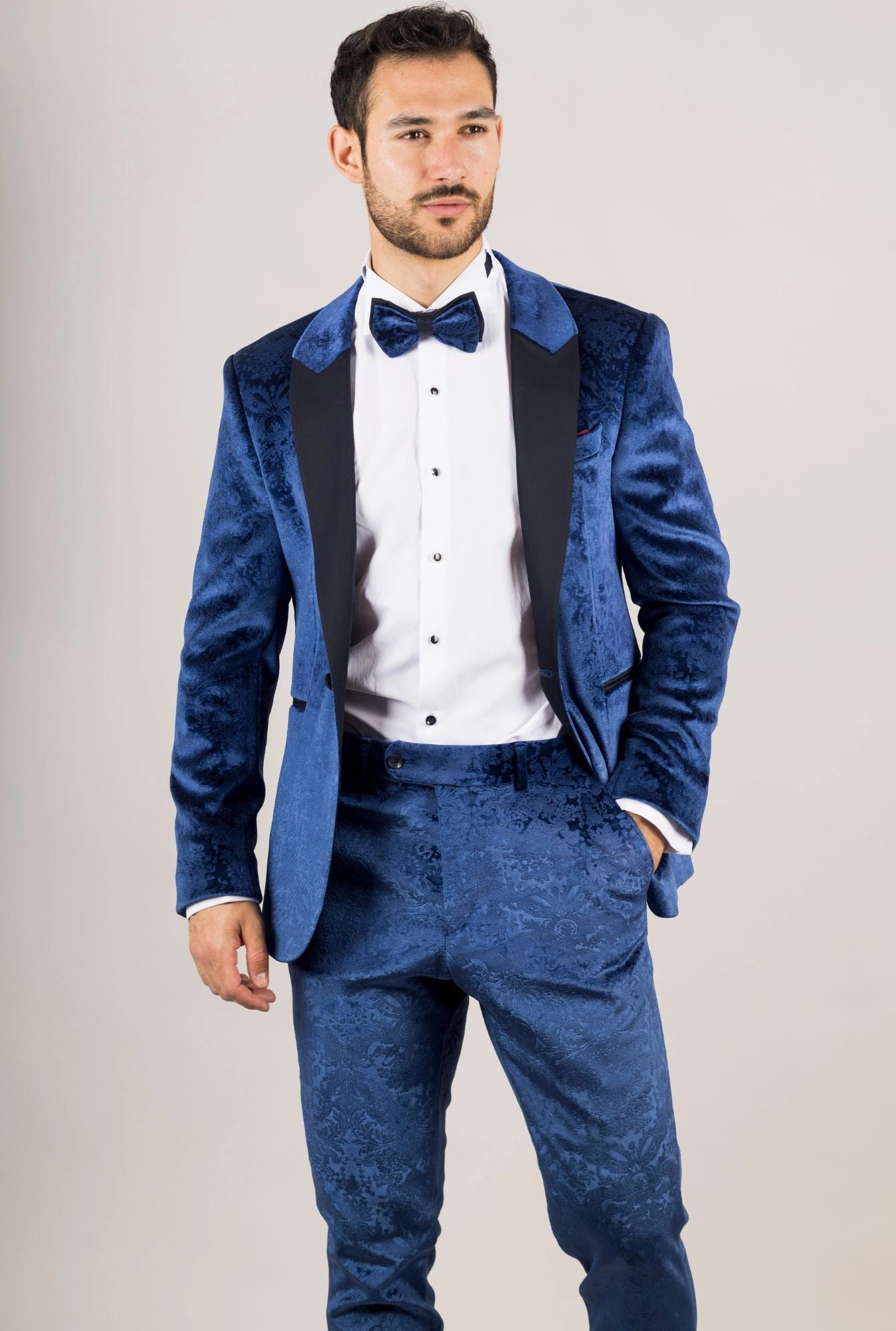 3 Piece Suit Velvet Paisley Shawl Collar Tailored Fit Wedding Tuxedo