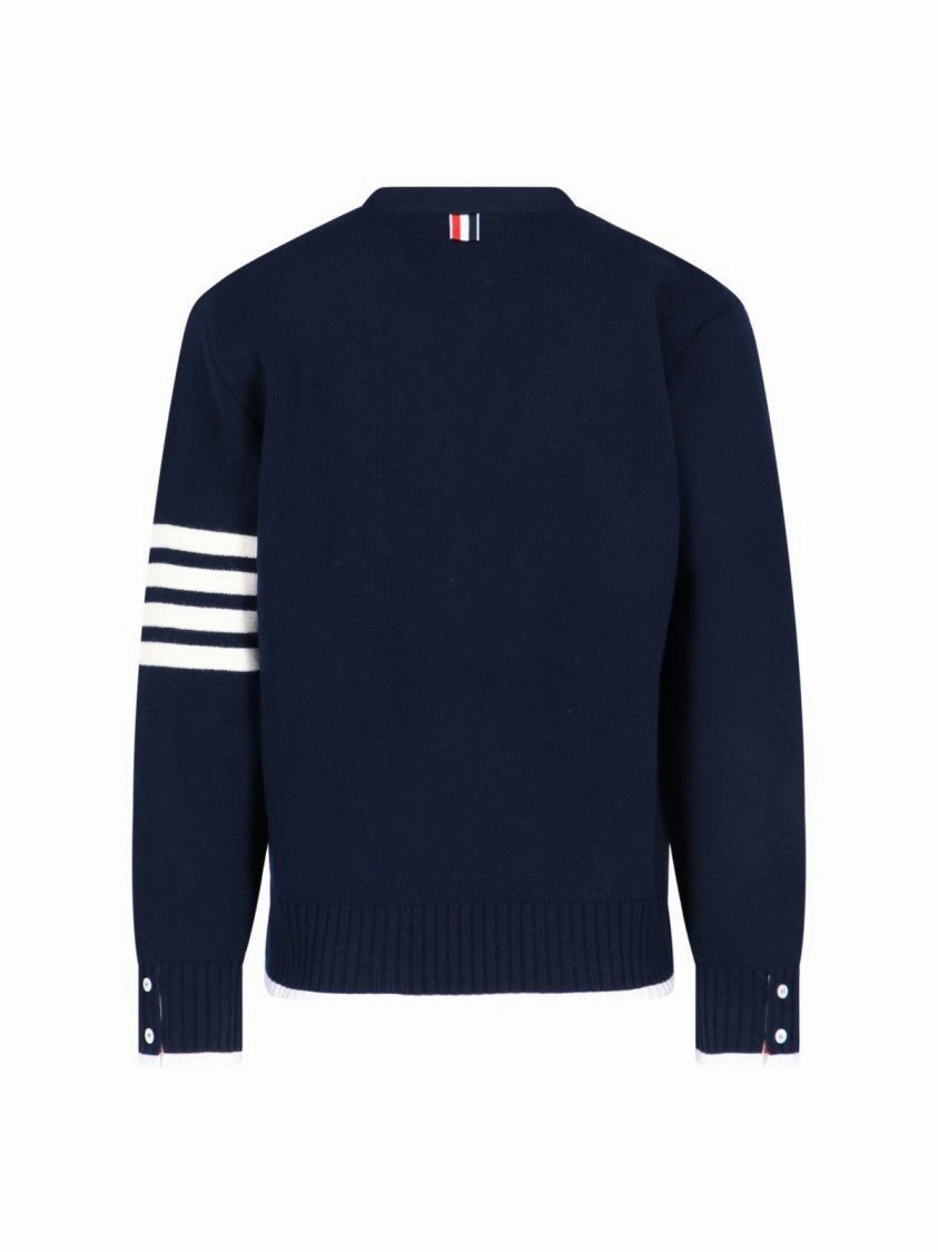 4-Bar" Wool Cardigan ?C Navy