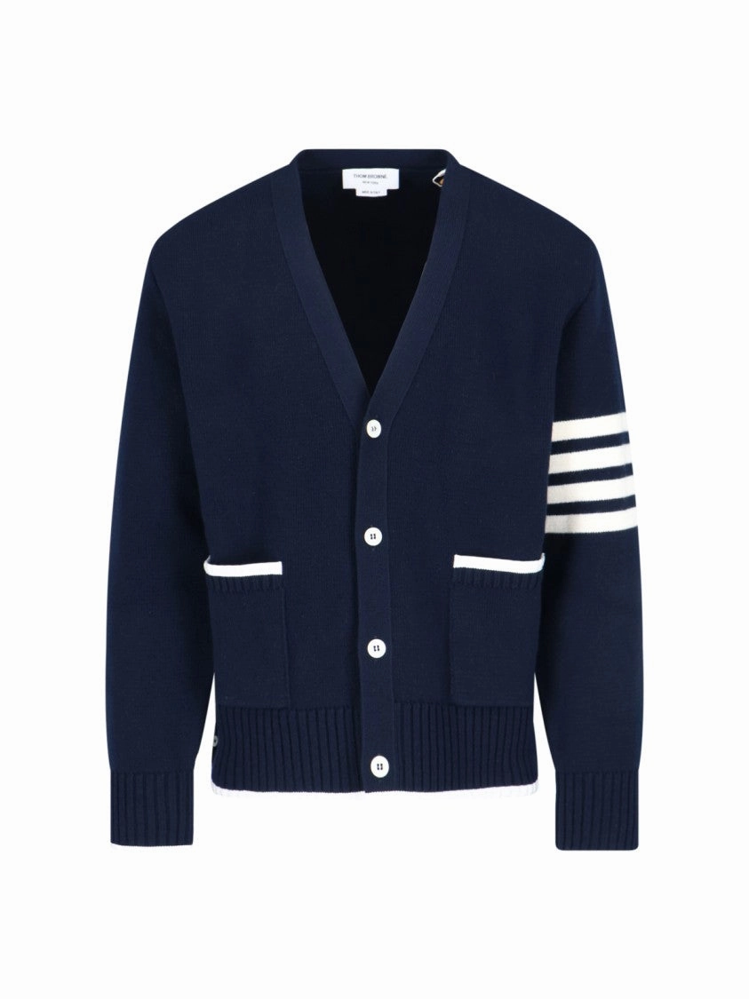 4-Bar" Wool Cardigan ?C Navy designer sweaters outlet