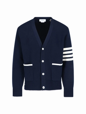 4-Bar" Wool Cardigan ?C Navy designer sweaters outlet
