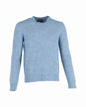 A.P.C. Alpaca-Blend Lucas Sweater in Blue Wool chunky knit discount