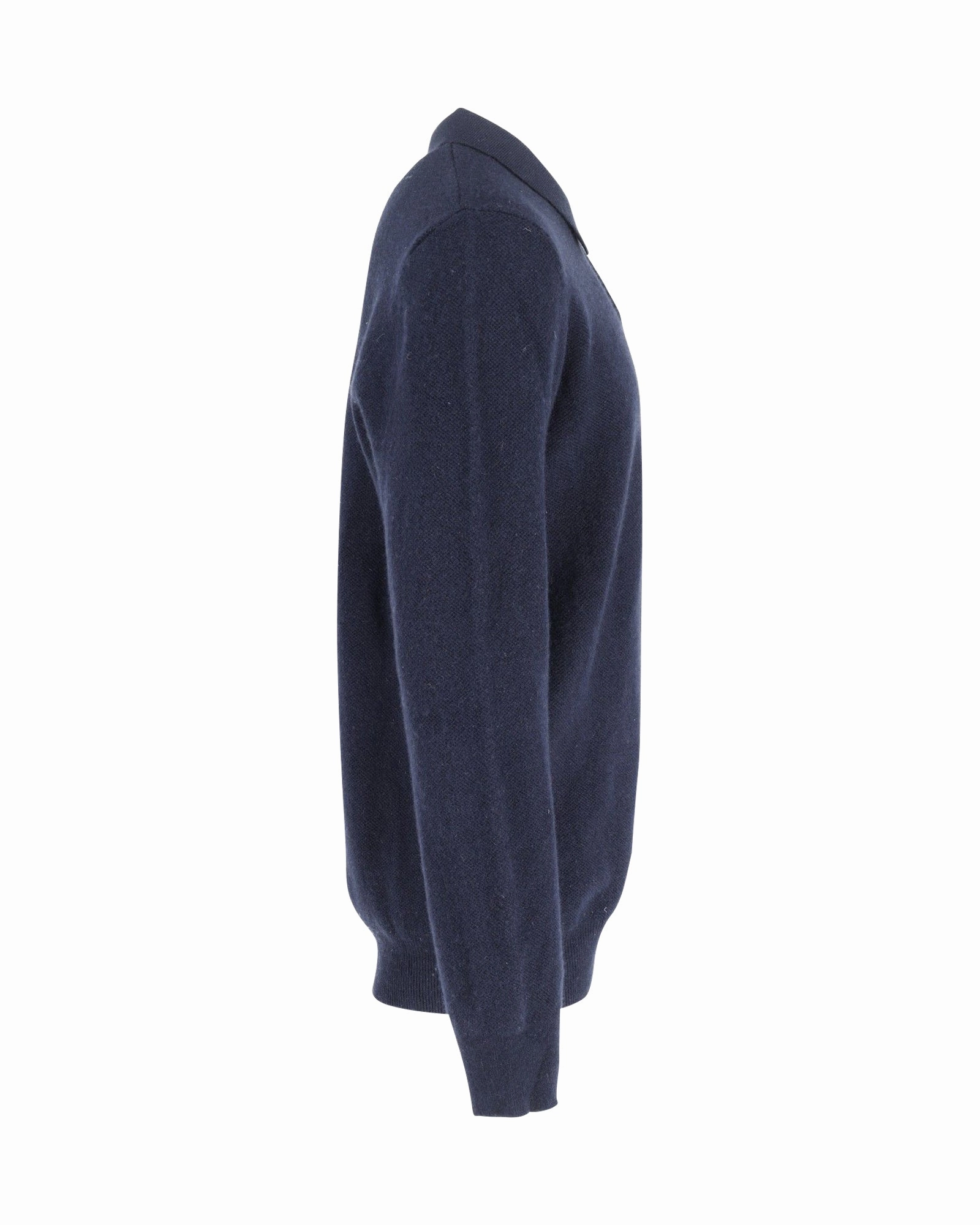 A.P.C. Long Sleeve Polo Shirt in Navy Blue Wool