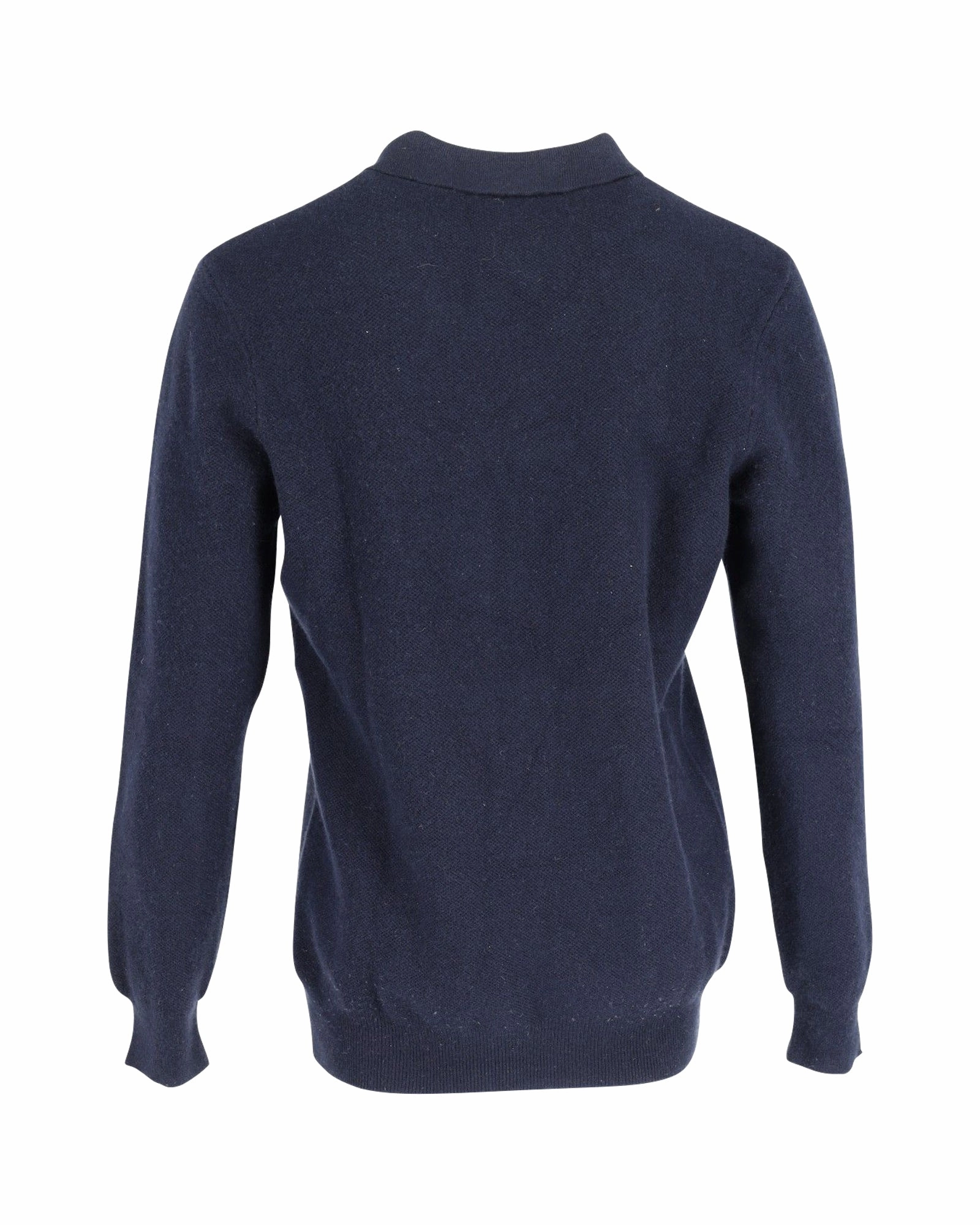 A.P.C. Long Sleeve Polo Shirt in Navy Blue Wool