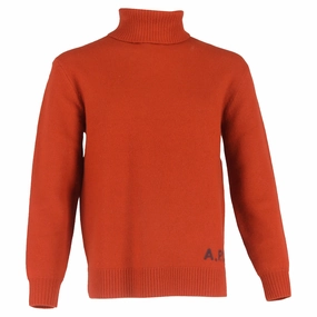 A.P.C. Walter Turtleneck Sweater in Orange Virgin Wool turtleneck sweaters sale