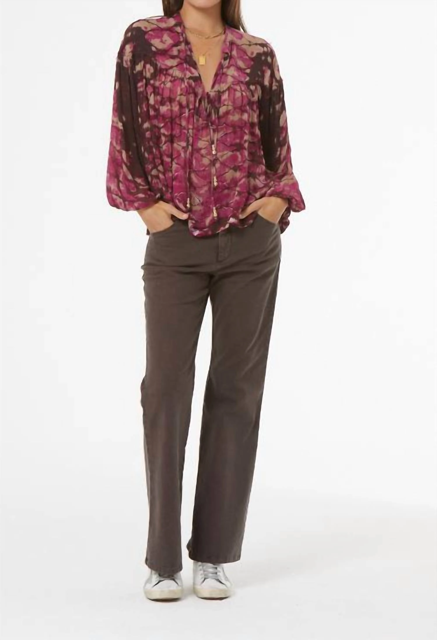 Abbey Top In Orchid Boa Wash