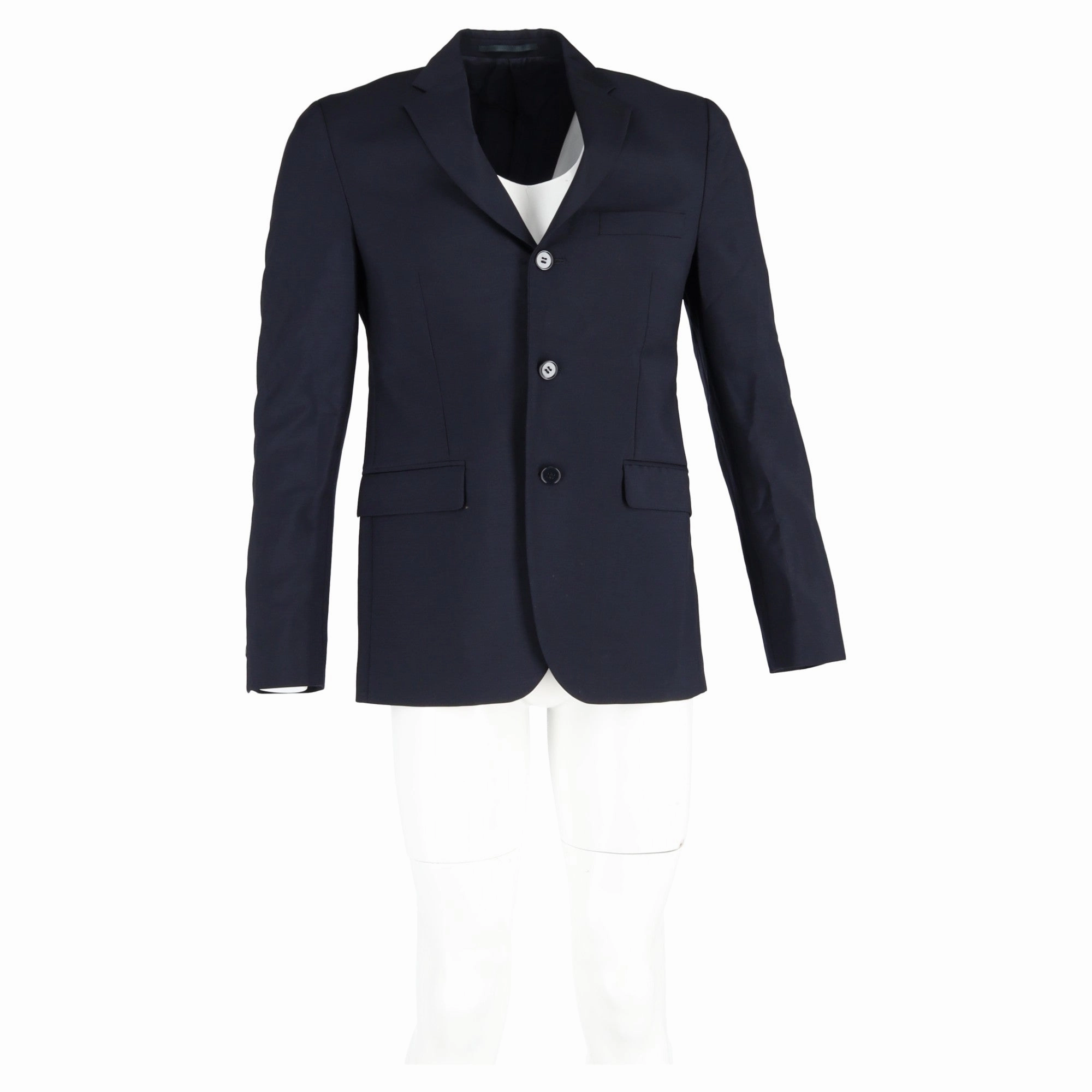 Acne Studios Single-Breasted Blazer in Navy Blue Polyester