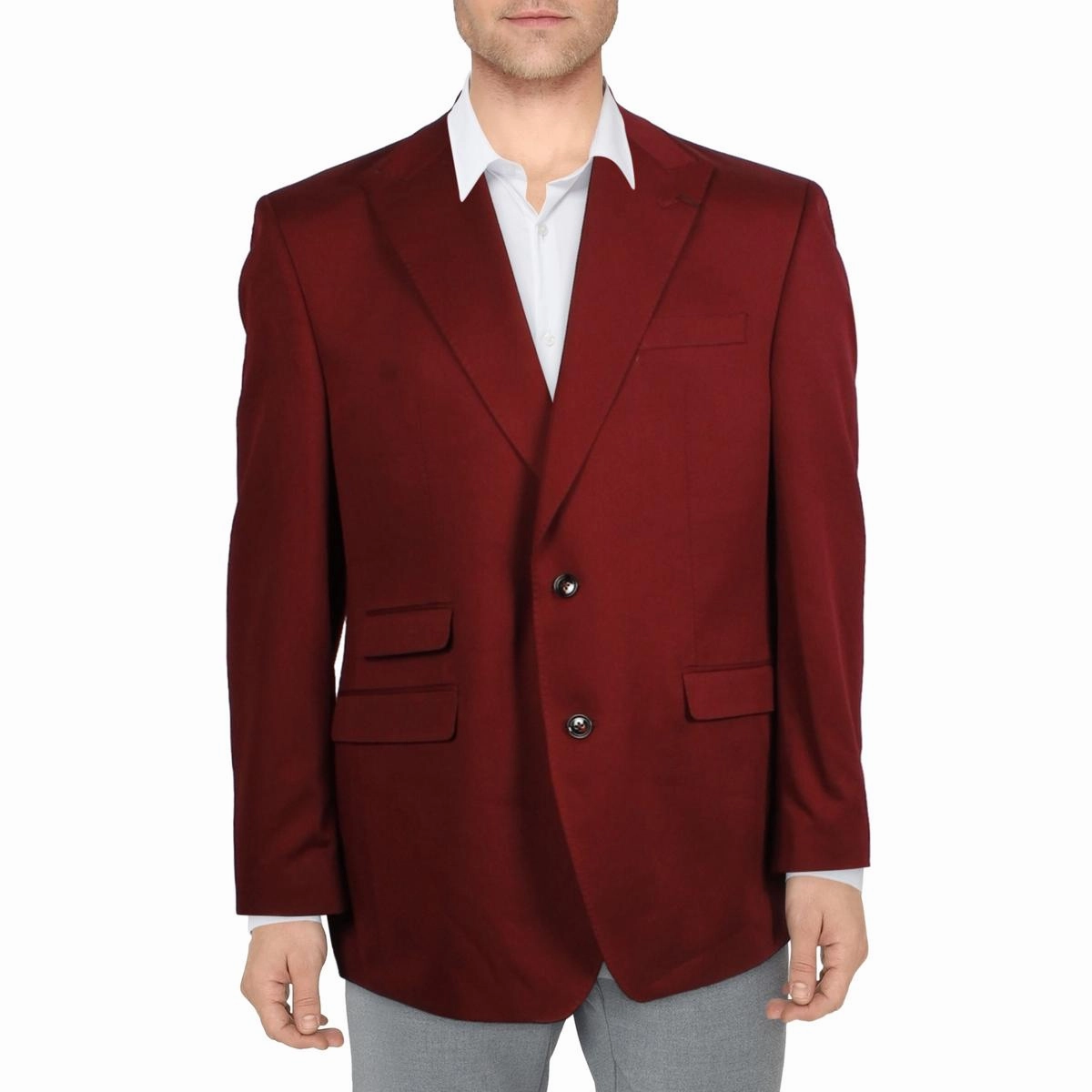 Acontour Mens Collar Polyester Two-Button Blazer