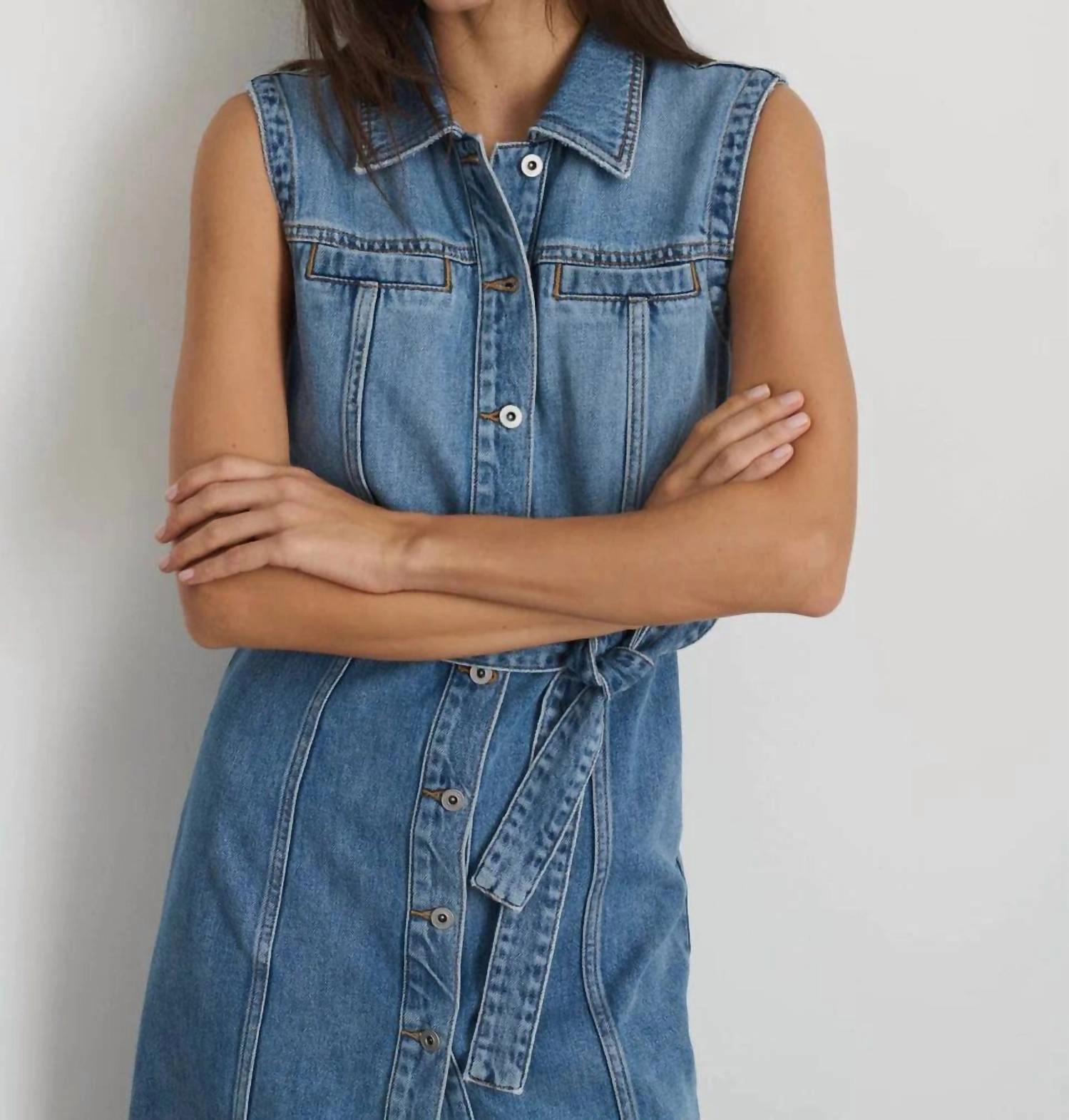 Adeline Denim Dress In Blue