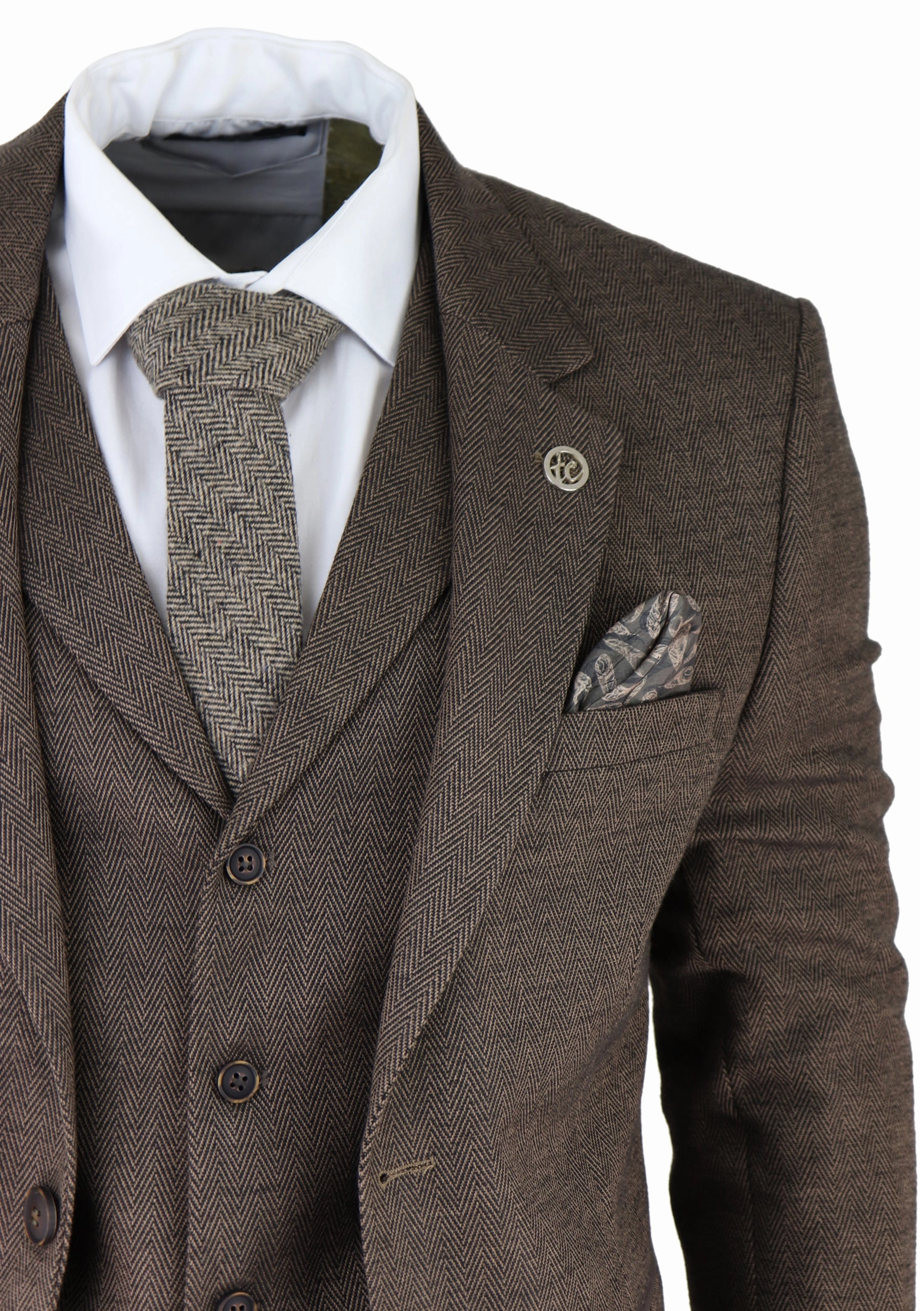 AK-06 Herringbone Tweed 3 Piece Suit