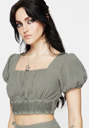 Alder Cotton Ivy Detail Crop Top Tops Womens - women's blouses clearance