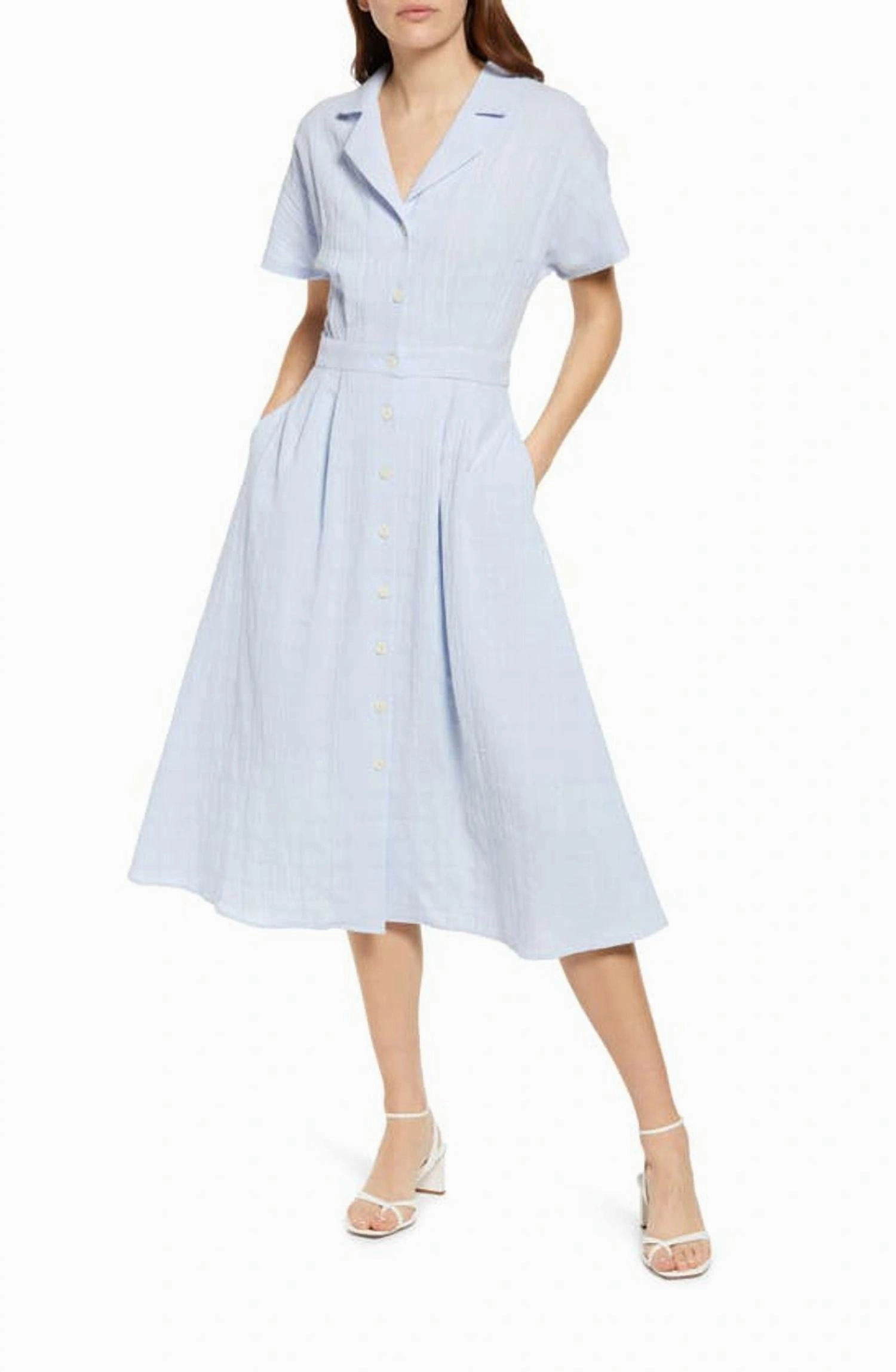 Alexandra Woven Dress In Bleu Clair