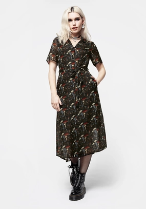 Amanita Chiffon Midi Shirt Dress Dresses Womens - women's dresses clearance