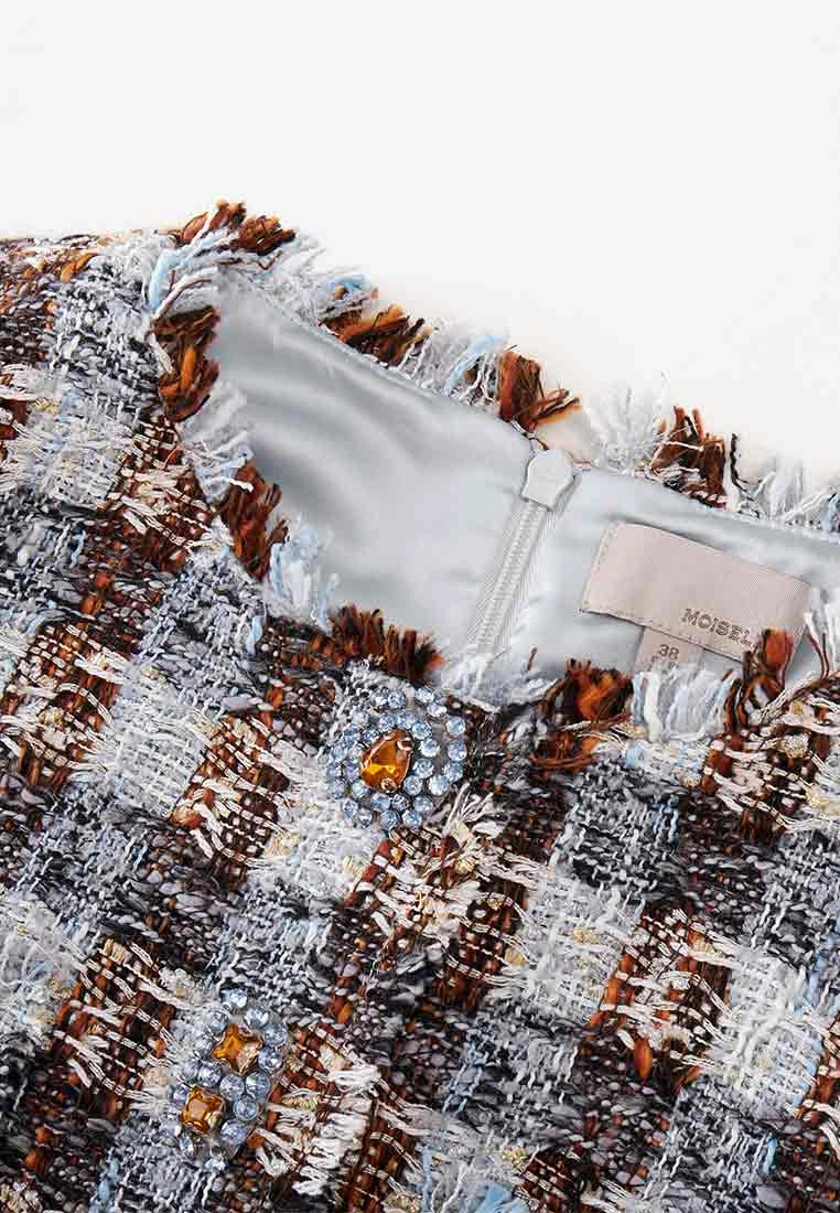 Amber and Light Blue Tweed Dress