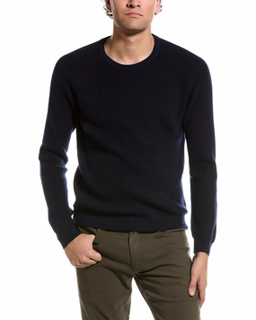 Amicale Cashmere Plaited Rib Raglan Cashmere Crewneck Sweater chunky knit discount