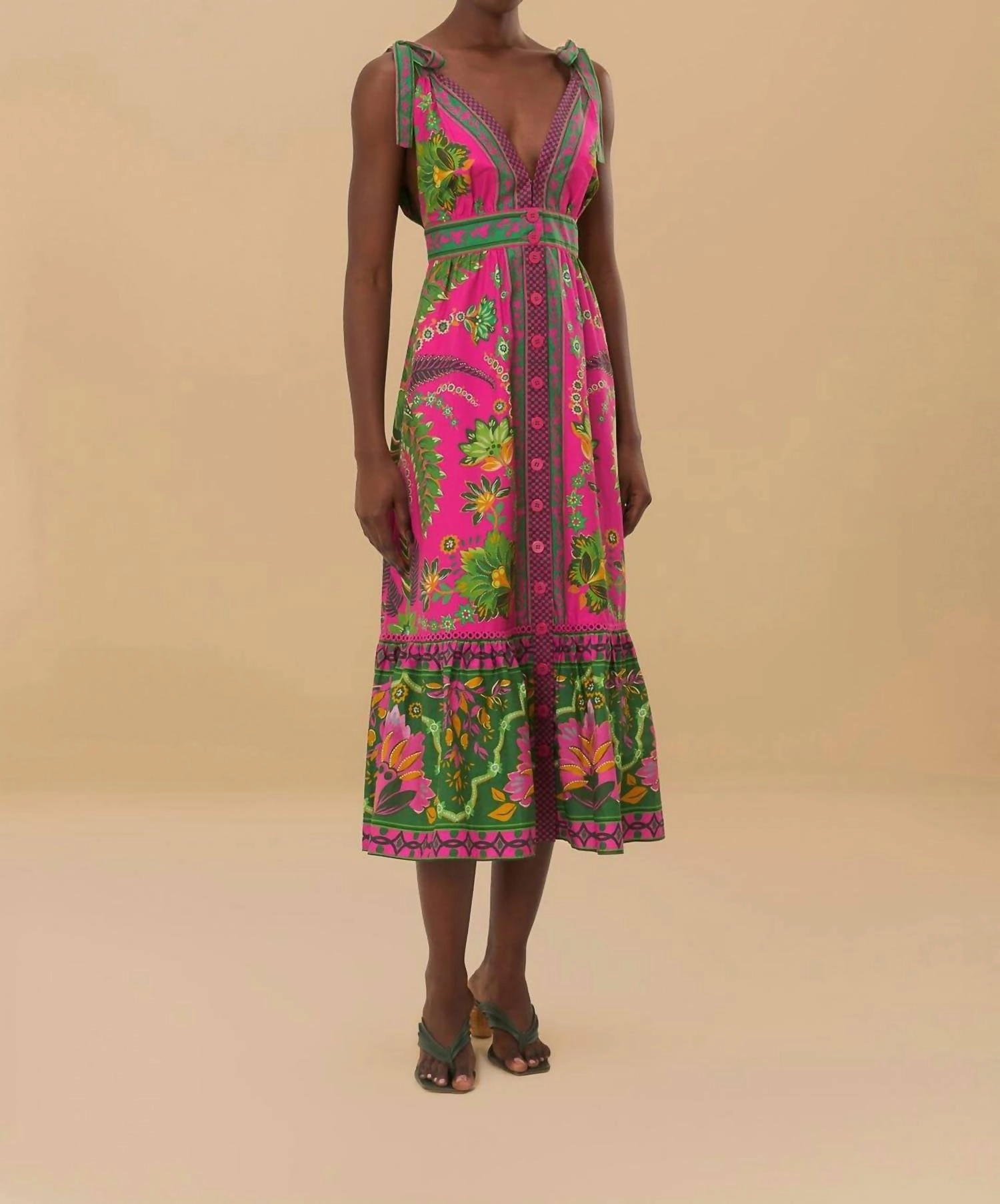 Ana Midi Dress In Tapestry Pink