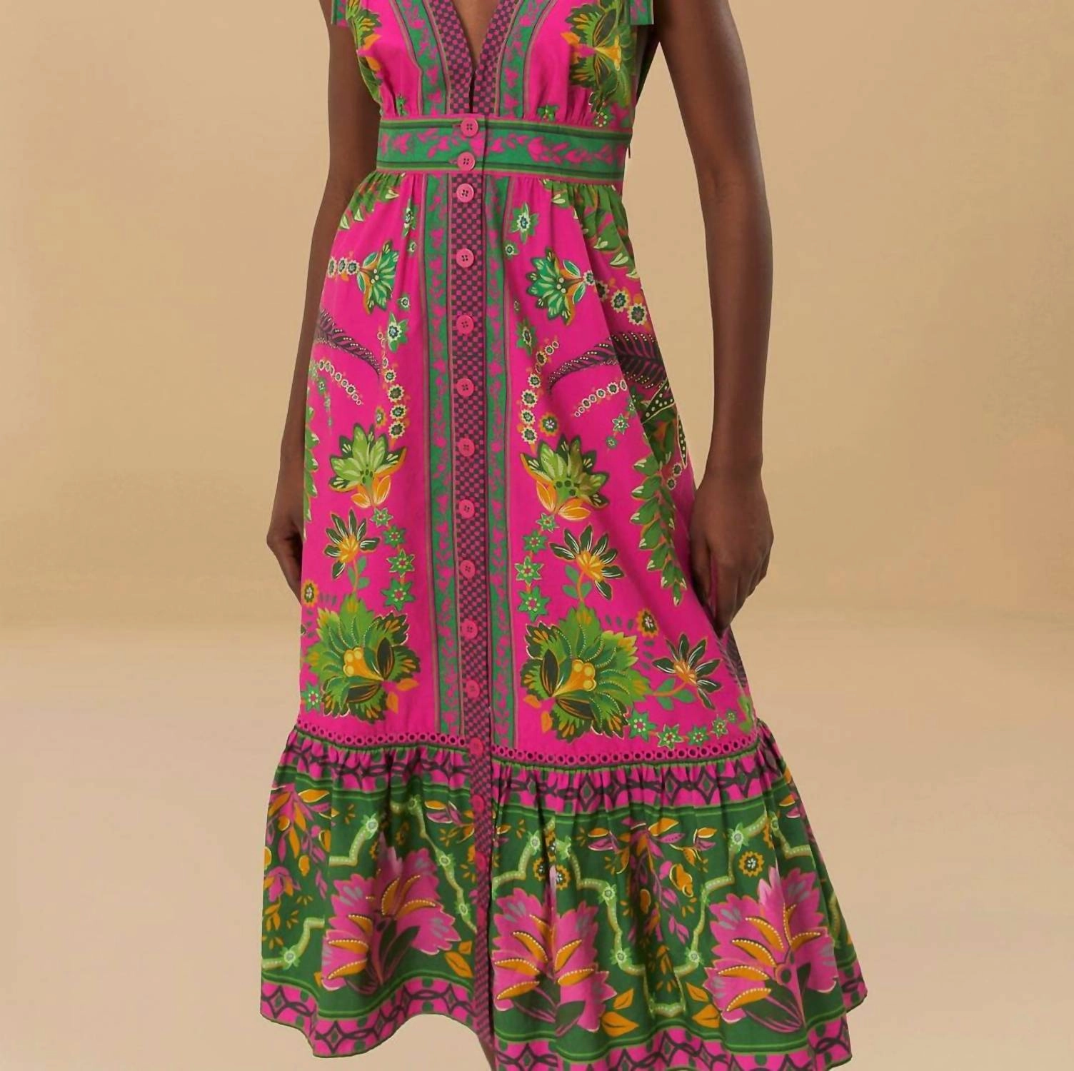 Ana Midi Dress In Tapestry Pink