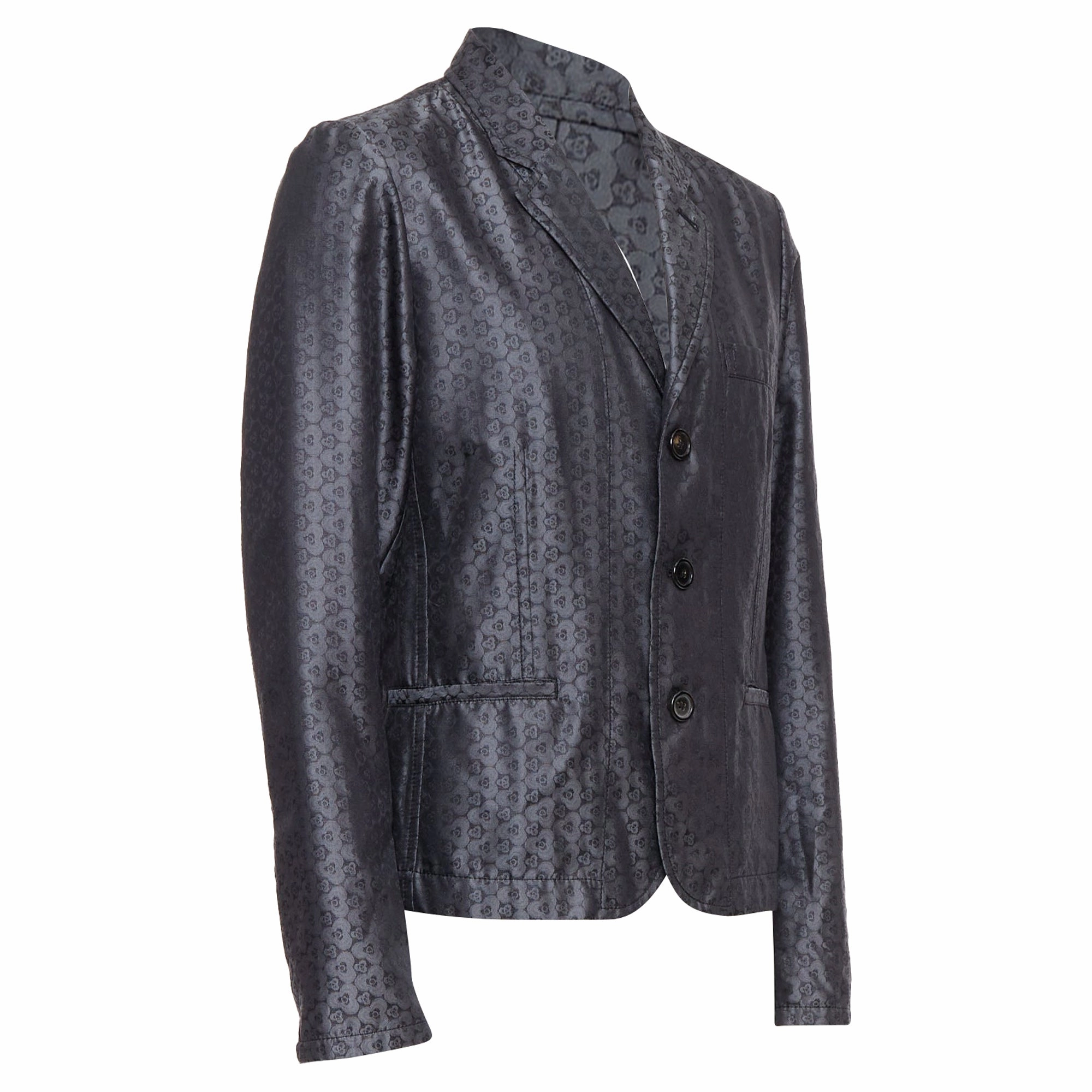 Ann Demeulemeester Silk Blend Geometric Floral Brocade Blazer