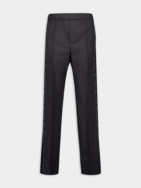 Anthracite Grey Logo-Trim Trousers Bottoms Mens - cheap mens shorts online