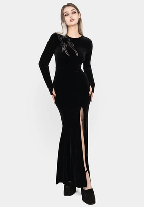 Antivenom Spider Cut Out Mesh Gown Dresses Womens - women's dresses clearance