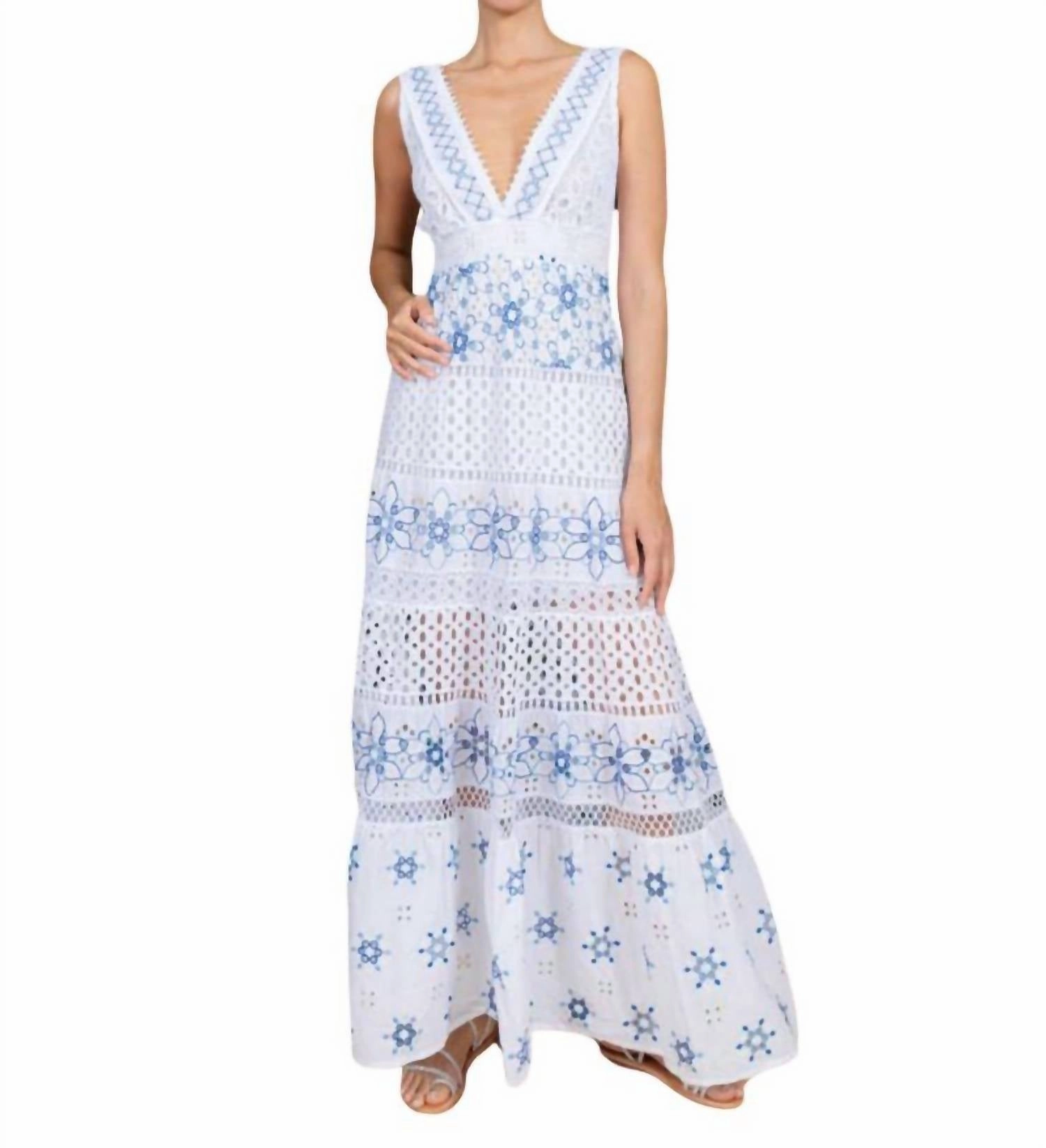 Appia Embroidered Cotton Dress In White