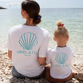 Ariel & Co 1989 Back Logo Matching White T-Shirts Holiday Collection - vacation wear sale