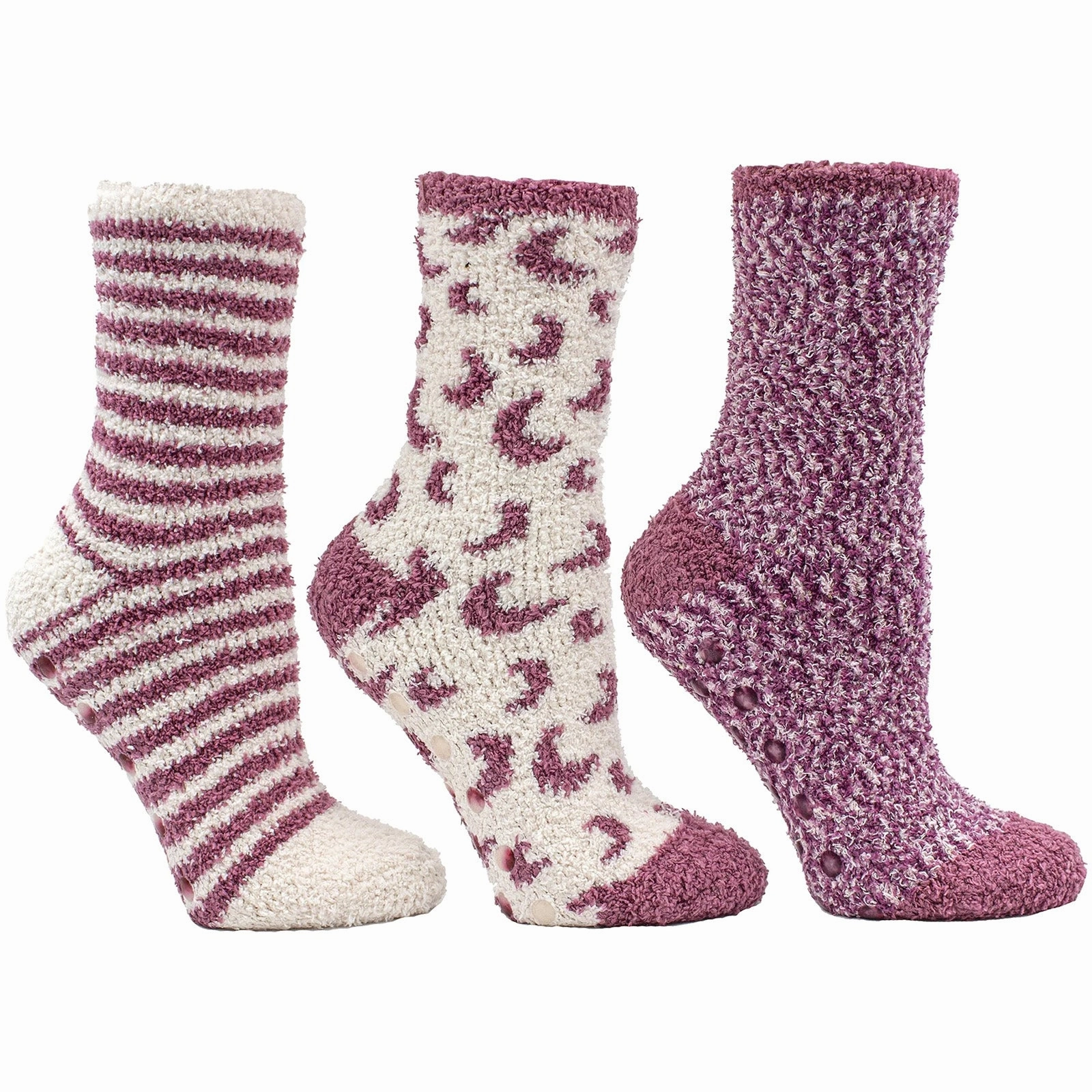 Aromasoles Essential Oil Infused Warm Cozy Slipper Socks, 3 Pack, Rose