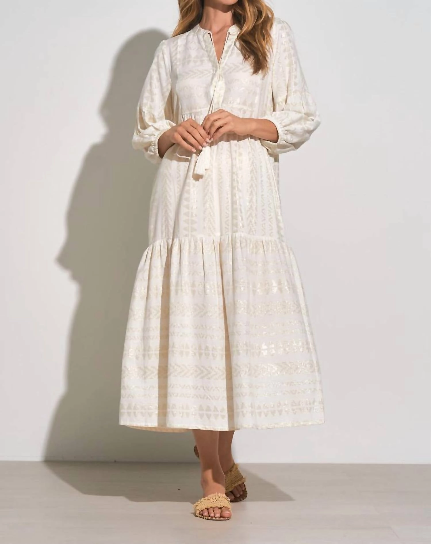 Arrow Print Kaftan In White