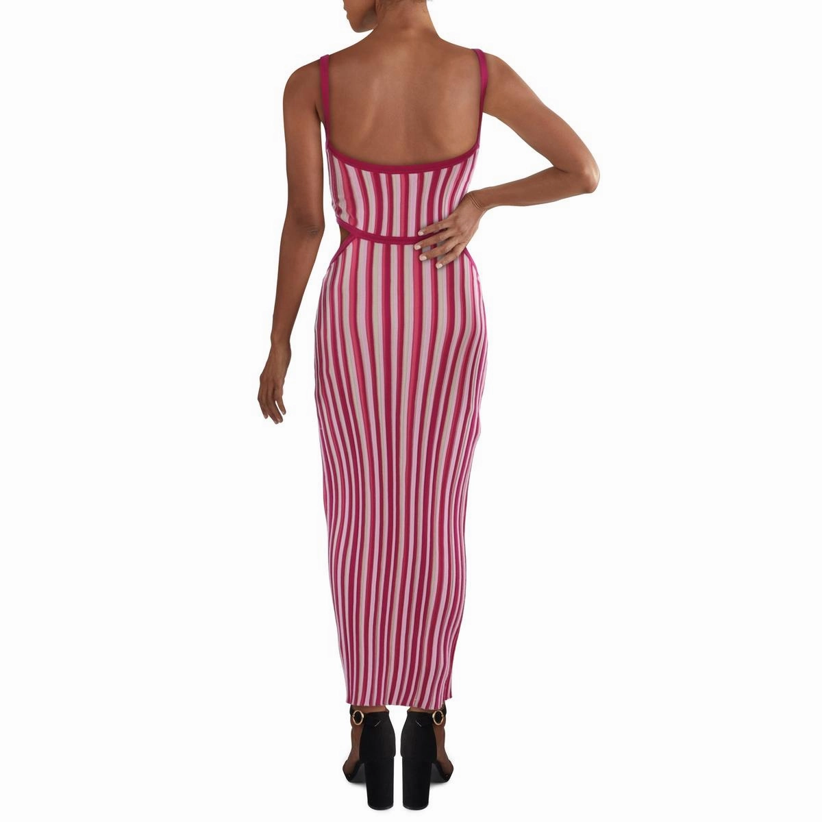 Artemis Womens Striped Cut-Out Bodycon Dress