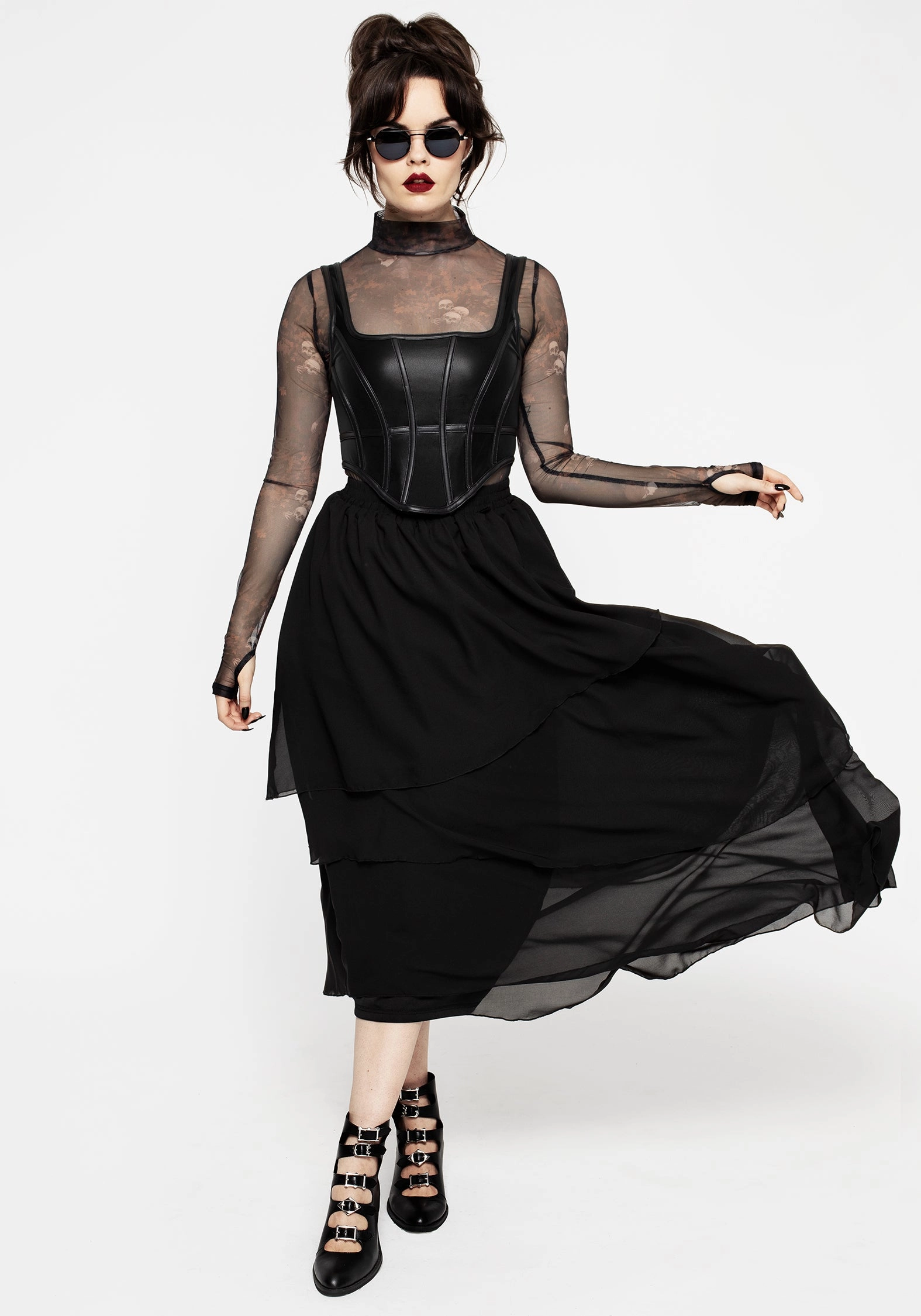Ashen Faux Leather Zip Corset Top