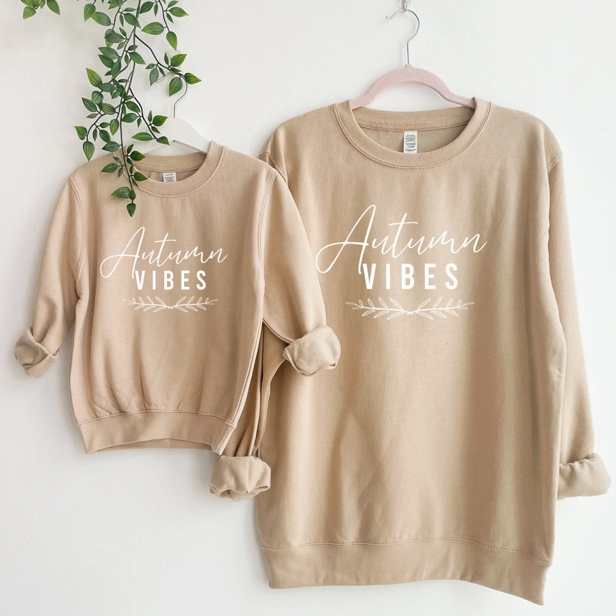 Autumn Vibes Mum Matching Desert Sand Sweatshirts Holiday Collection - vacation wear sale