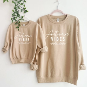 Autumn Vibes Mum Matching Desert Sand Sweatshirts Holiday Collection - vacation wear sale