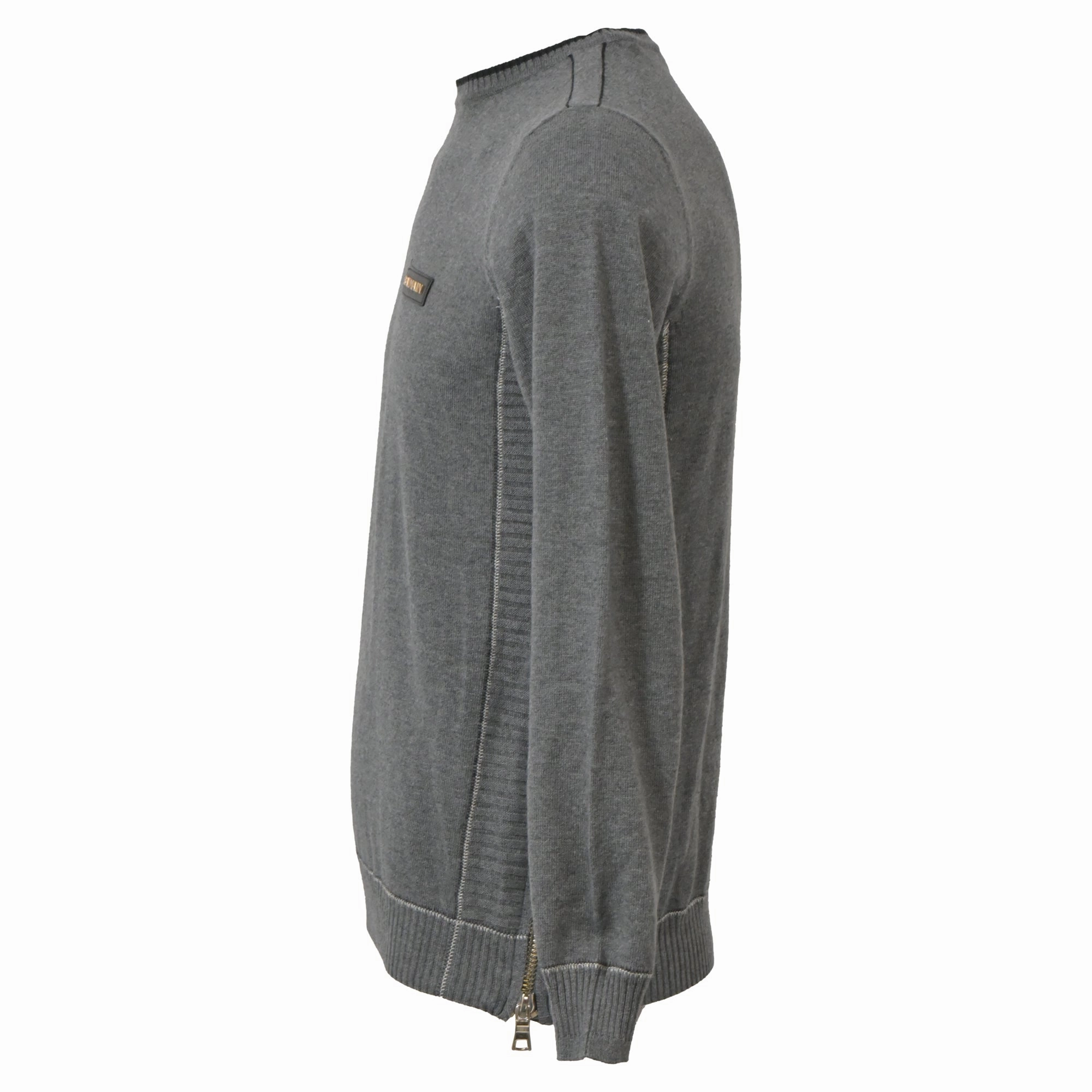 Balmain Knitted Logo Patch Round Neck Sweater in Grey Wool