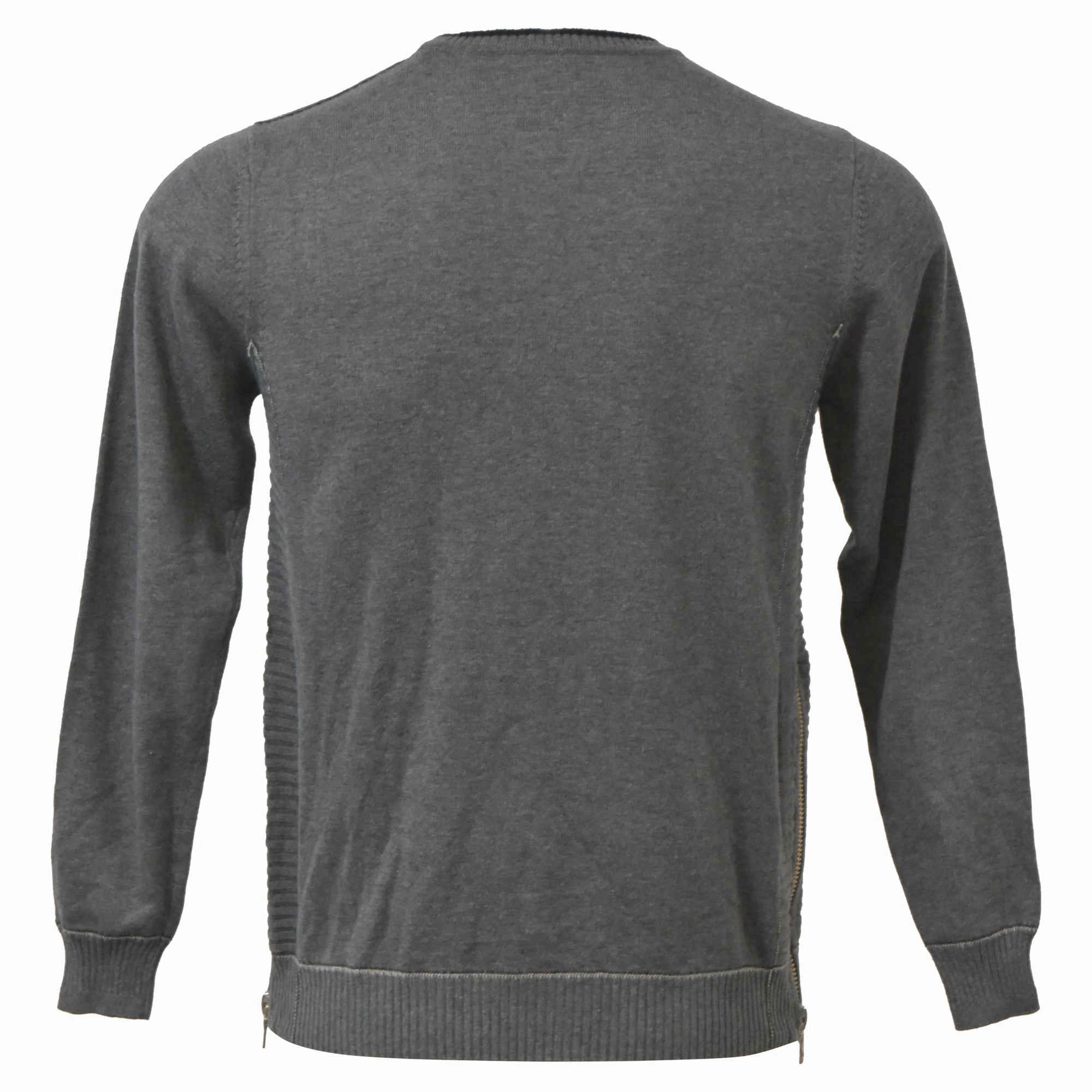 Balmain Knitted Logo Patch Round Neck Sweater in Grey Wool