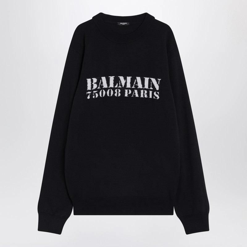 Balmain Men's blue Wool Sweater With Logo knit sweaters cheap
