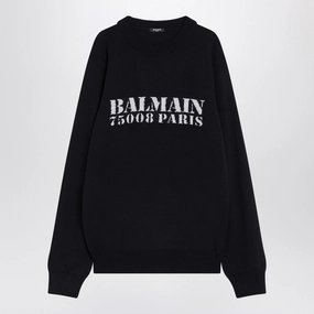 Balmain Men's blue Wool Sweater With Logo knit sweaters cheap