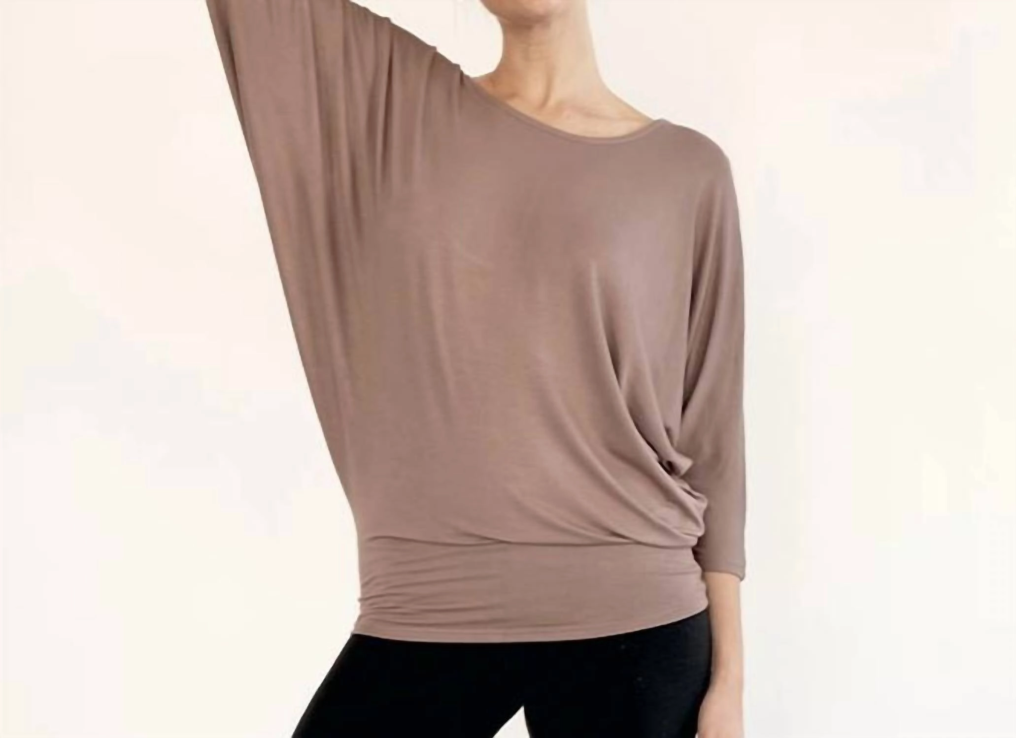 Bamboo Dolman Drape Top In Mocha