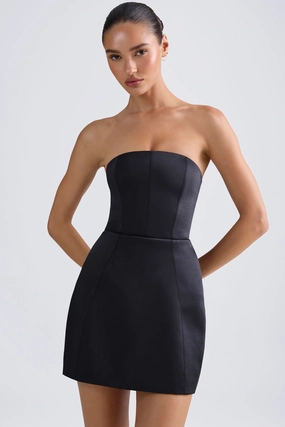 Bandeau Structured Tulip Mini Dress in Black Dresses - dresses on sale