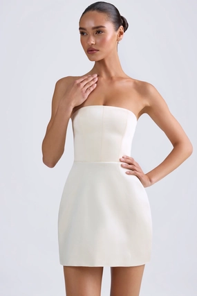 Bandeau Structured Tulip Mini Dress in Ivory Dresses outlet online