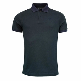 Barbour Sports Polo Mix Dark Seaweed mens t-shirts outlet