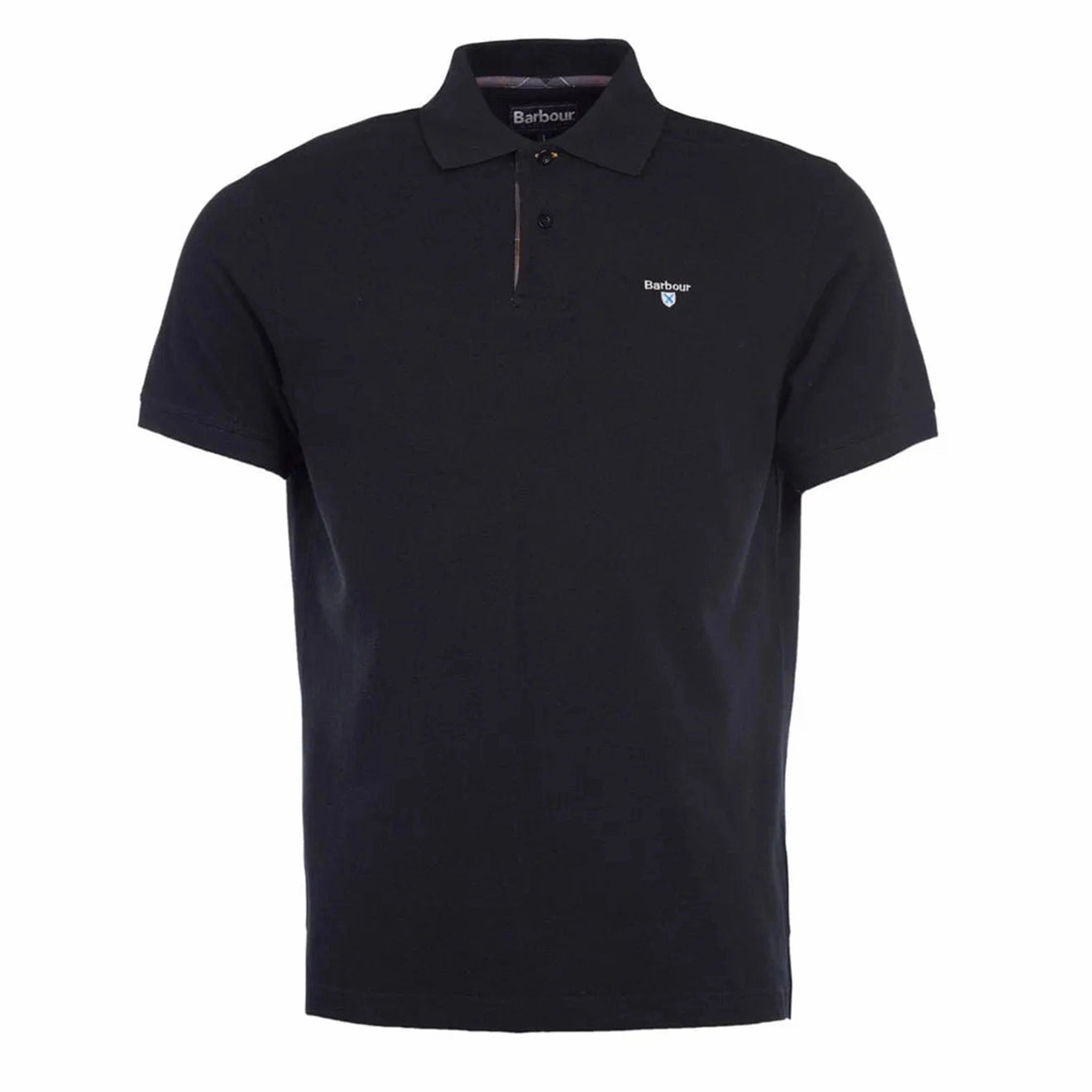 Barbour Tartan Cotton Pique Polo Shirt Black mens t-shirts outlet