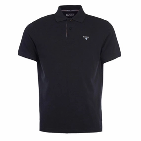 Barbour Tartan Cotton Pique Polo Shirt Black mens t-shirts outlet