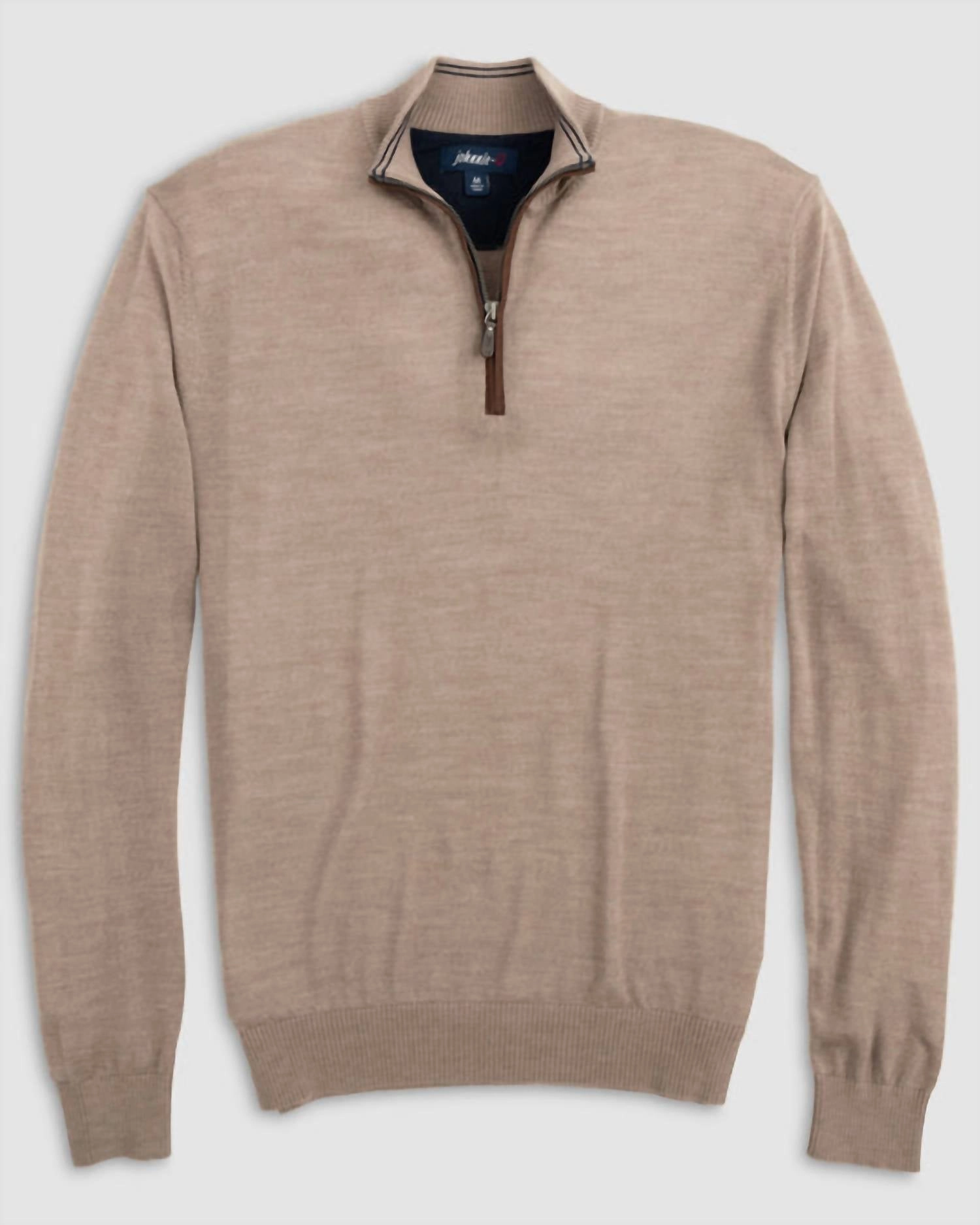 Baron Half Zip Wool Blend Sweater In Oatmeal chunky knit discount