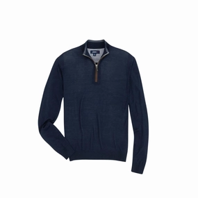 Baron Wool Blend 1/4 Zip Pullover Sweater In Twilight turtleneck sweaters sale