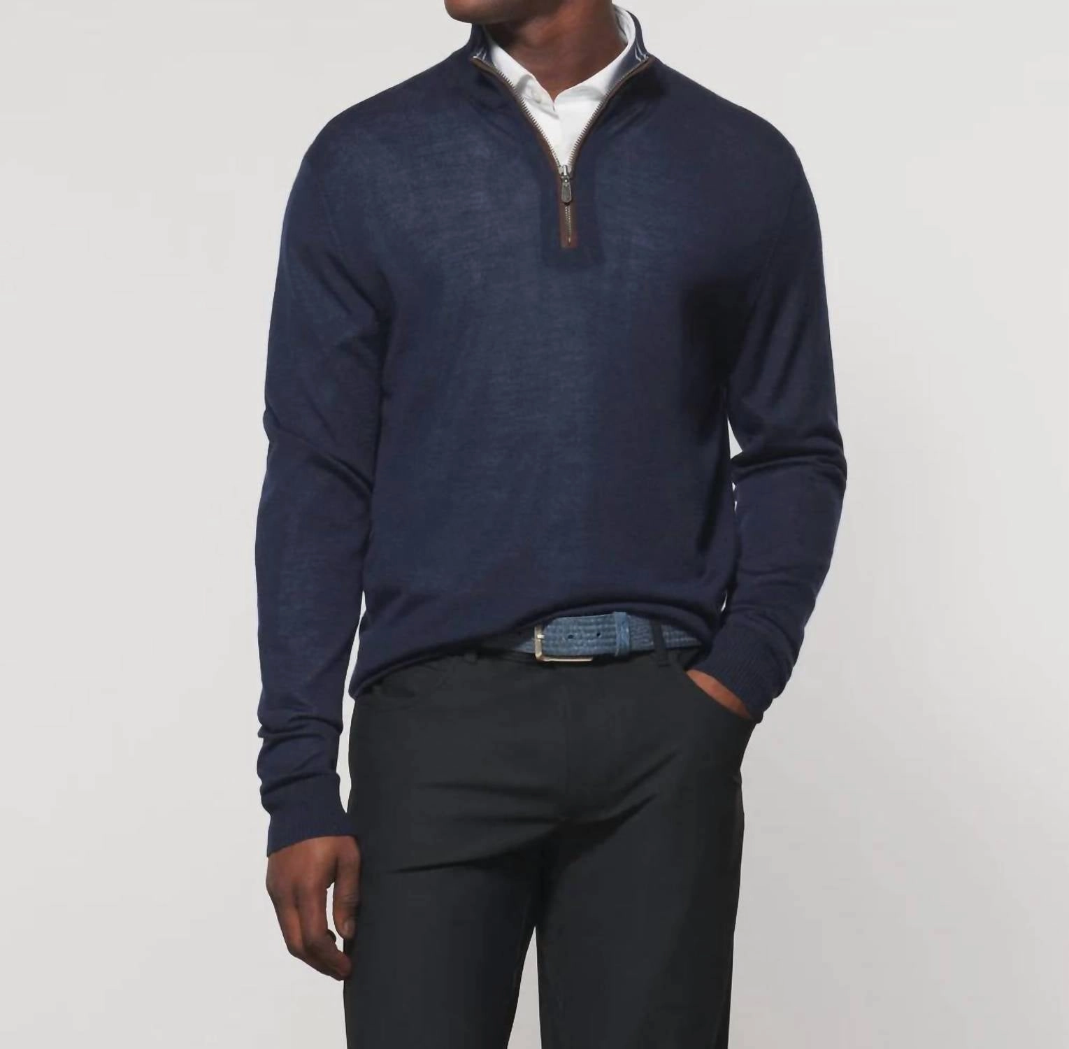 Baron Wool Blend 1/4 Zip Pullover Sweater In Twilight