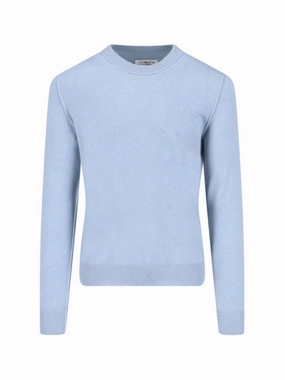 Basic Sweater In Light Blue Cashmere designer sweaters outlet